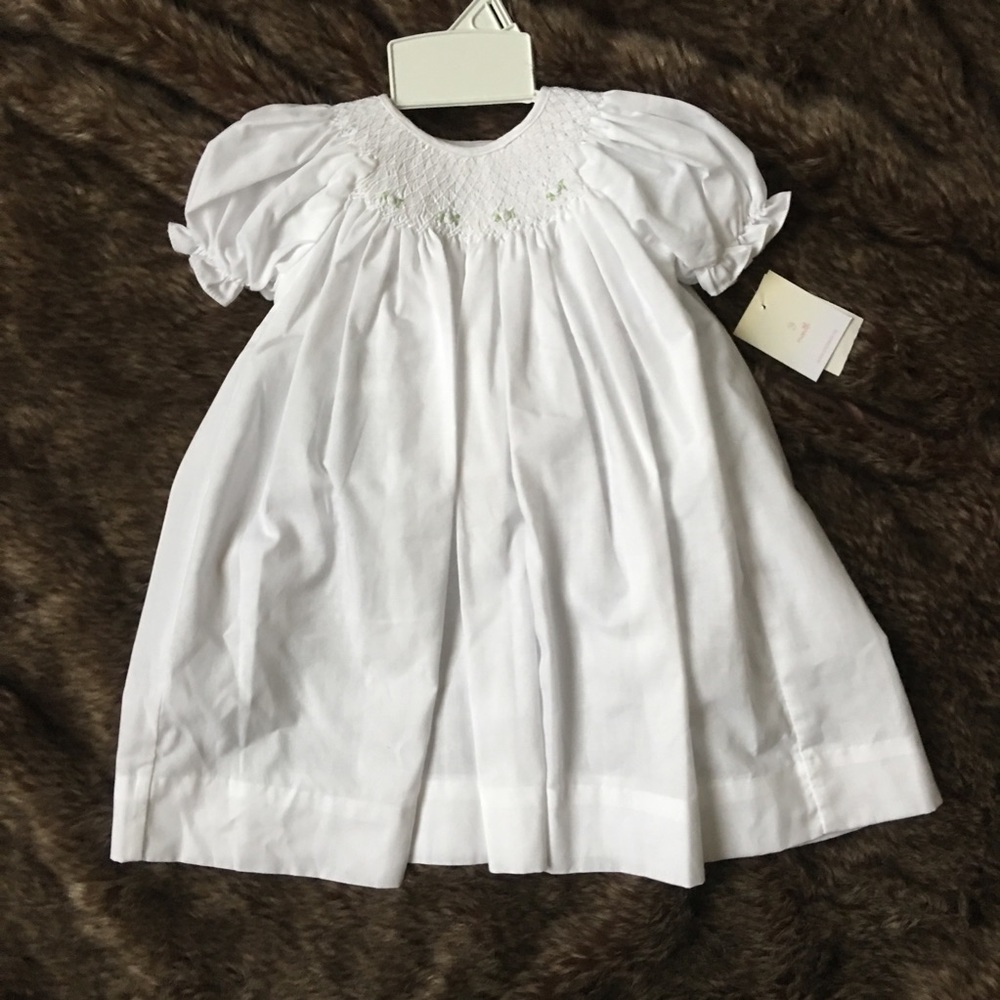 NWT white classic baby girl dress